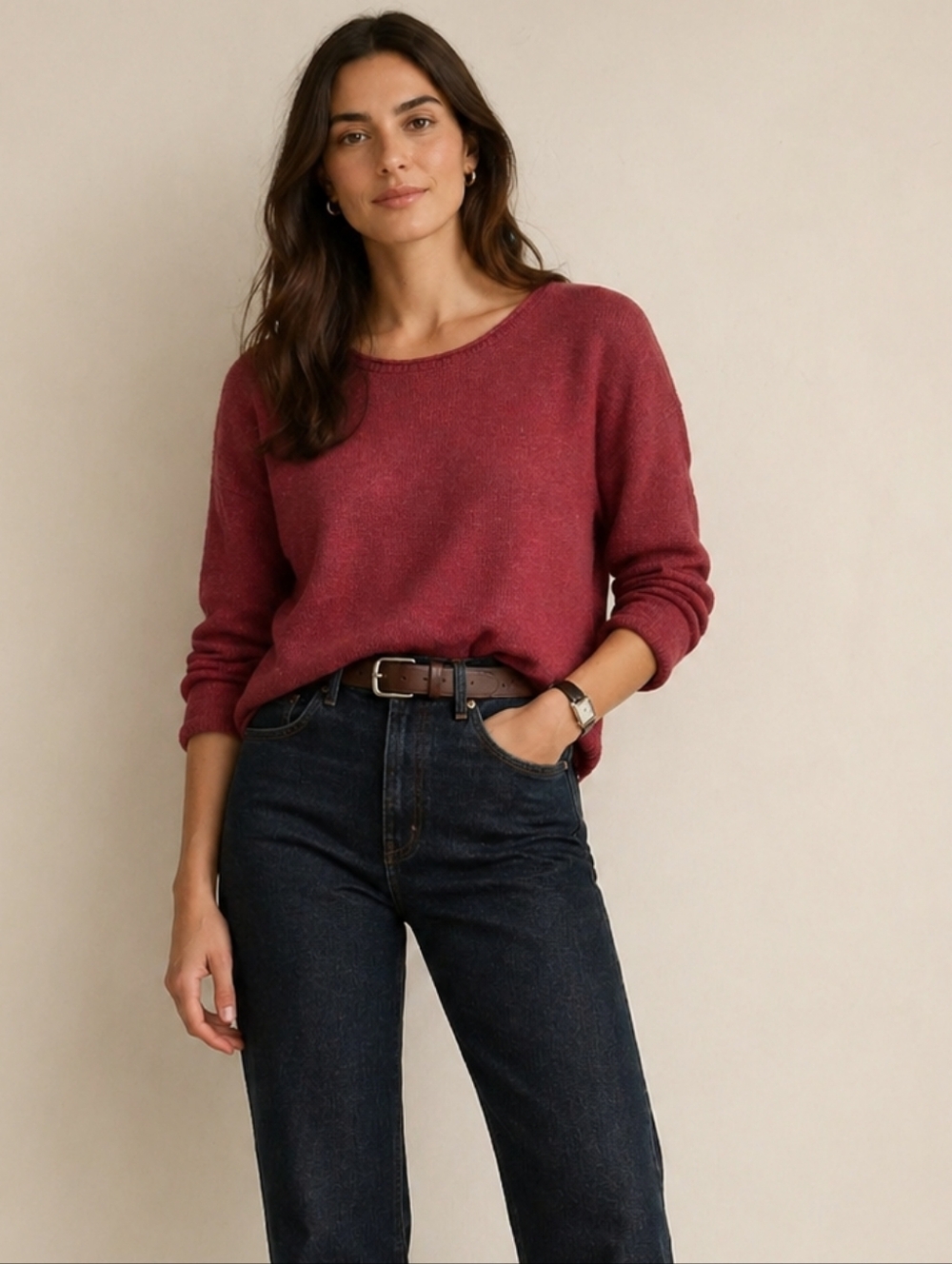 Cotton Burgandy Light Weight Sweater Sz Medium